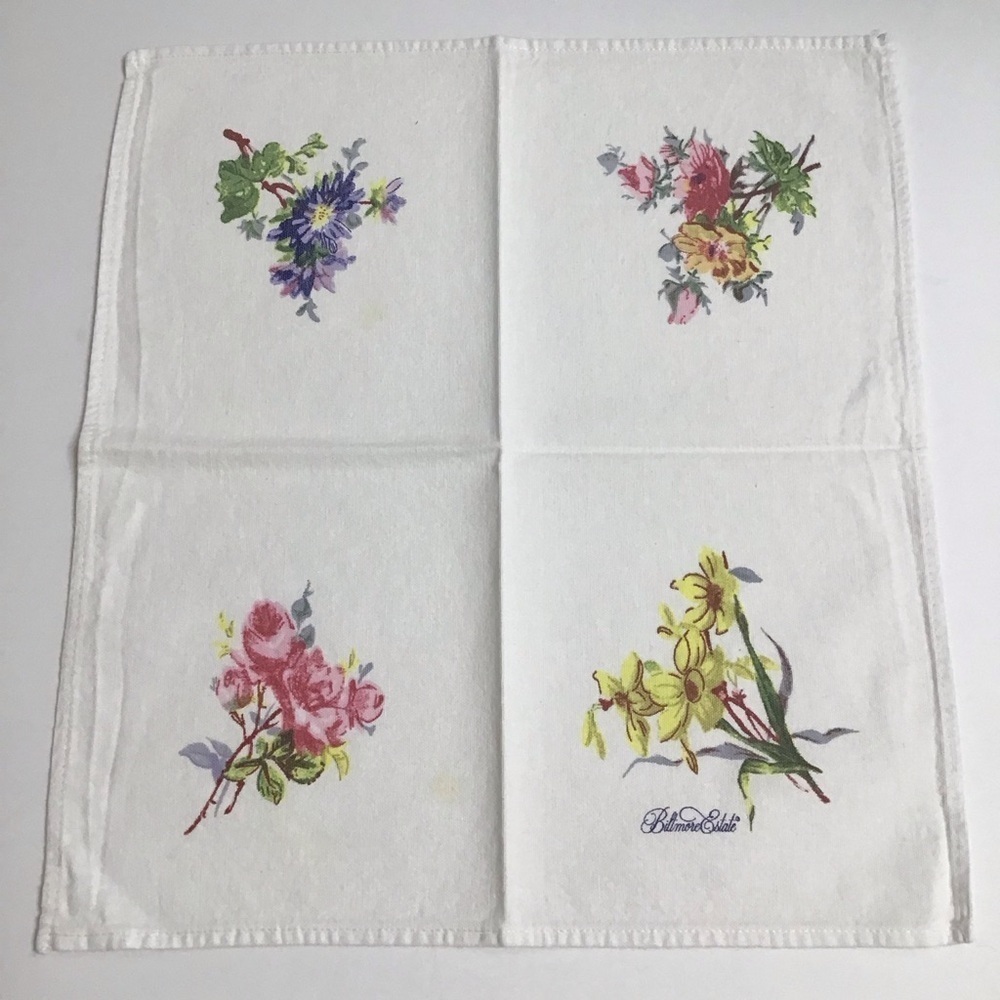 Biltmore Estate Floral Napkins SET OF 3 Thick Cotton Bread Basket Liners Cottage - Picture 10 of 12